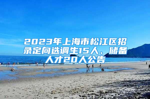 2023年上海市松江區(qū)招錄定向選調(diào)生15人、儲(chǔ)備人才20人公告