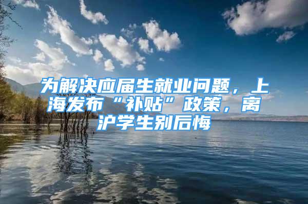 為解決應(yīng)屆生就業(yè)問題，上海發(fā)布“補貼”政策，離滬學(xué)生別后悔