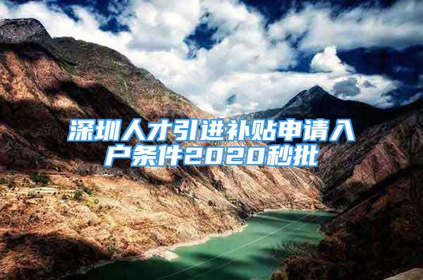 深圳人才引進(jìn)補(bǔ)貼申請(qǐng)入戶條件2020秒批