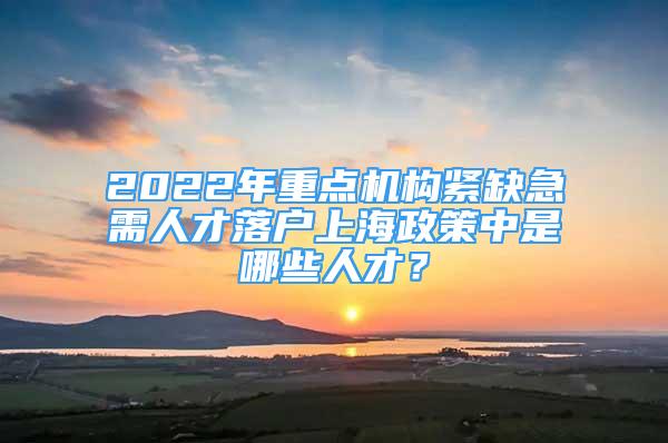 2022年重點(diǎn)機(jī)構(gòu)緊缺急需人才落戶上海政策中是哪些人才？