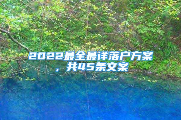 2022最全最詳落戶方案，共45條文案