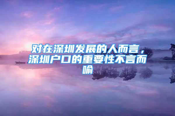 對在深圳發(fā)展的人而言，深圳戶口的重要性不言而喻