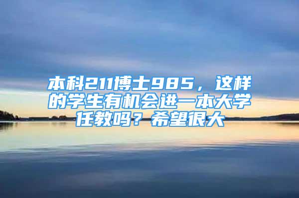 本科211博士985，這樣的學(xué)生有機(jī)會進(jìn)一本大學(xué)任教嗎？希望很大