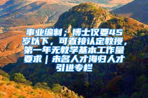 事業(yè)編制；博士?jī)H要45歲以下，可直接認(rèn)定教授，第一年無(wú)教學(xué)基本工作量要求｜未名人才海歸人才引進(jìn)專欄