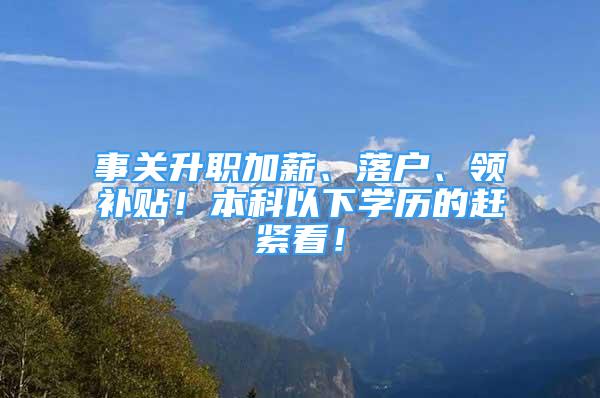 事關升職加薪、落戶、領補貼！本科以下學歷的趕緊看！