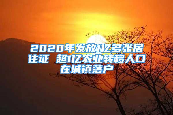 2020年發(fā)放1億多張居住證 超1億農(nóng)業(yè)轉(zhuǎn)移人口在城鎮(zhèn)落戶