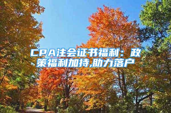 CPA注會證書福利：政策福利加持,助力落戶