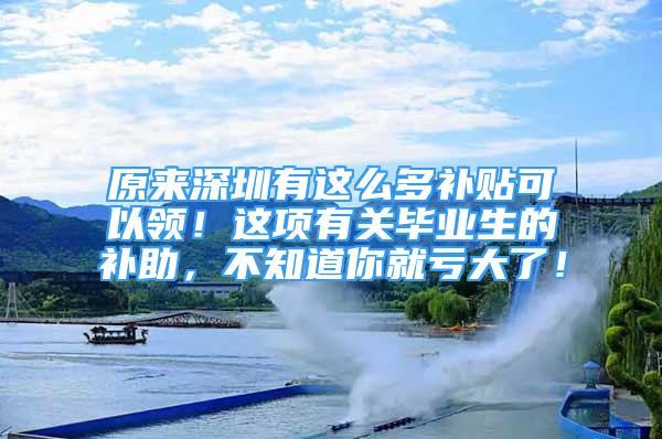 原來深圳有這么多補貼可以領(lǐng)！這項有關(guān)畢業(yè)生的補助，不知道你就虧大了！