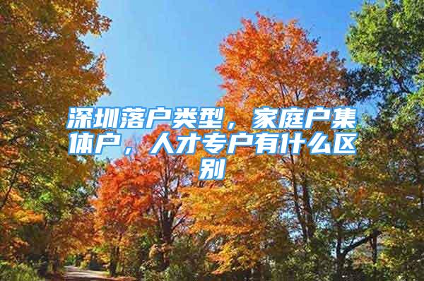 深圳落戶類型，家庭戶集體戶，人才專戶有什么區(qū)別