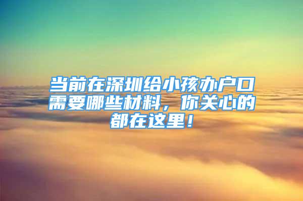 當(dāng)前在深圳給小孩辦戶口需要哪些材料，你關(guān)心的都在這里！