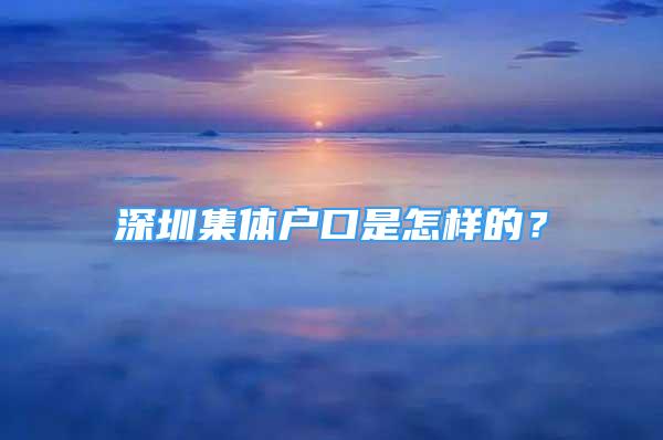 深圳集體戶口是怎樣的？