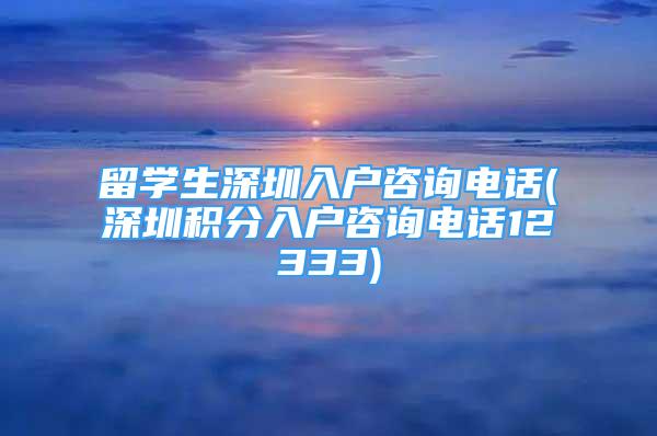 留學(xué)生深圳入戶咨詢電話(深圳積分入戶咨詢電話12333)