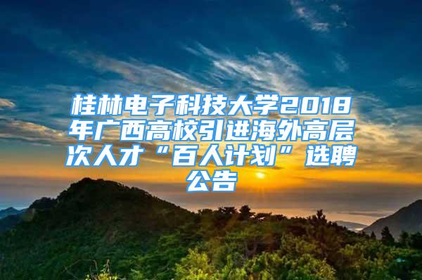 桂林電子科技大學(xué)2018年廣西高校引進海外高層次人才“百人計劃”選聘公告