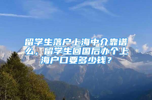 留學(xué)生落戶上海中介靠譜么，留學(xué)生回國后辦個上海戶口要多少錢？