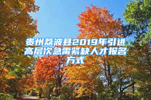 貴州荔波縣2019年引進(jìn)高層次急需緊缺人才報(bào)名方式