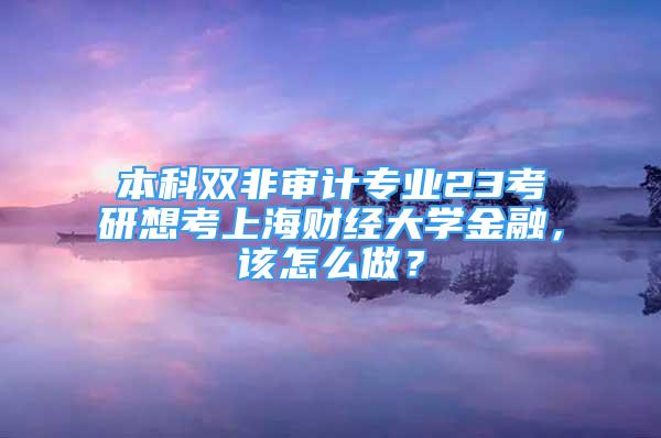 本科雙非審計專業(yè)23考研想考上海財經大學金融，該怎么做？