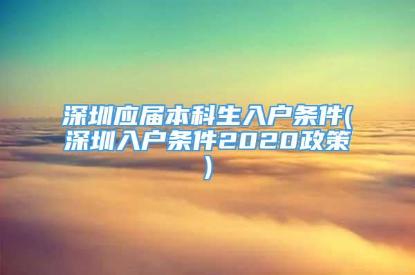 深圳應(yīng)屆本科生入戶條件(深圳入戶條件2020政策)