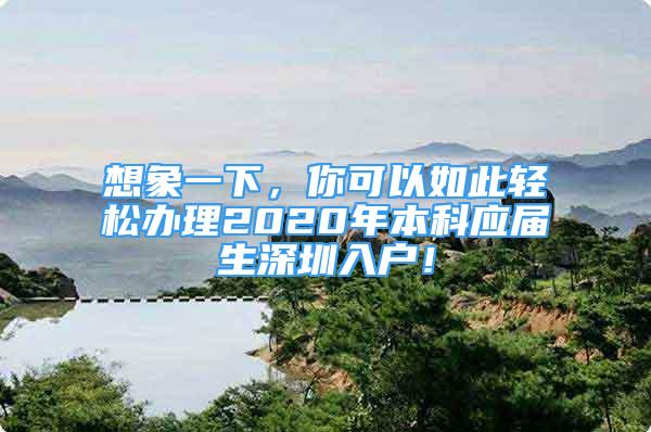 想象一下，你可以如此輕松辦理2020年本科應屆生深圳入戶！