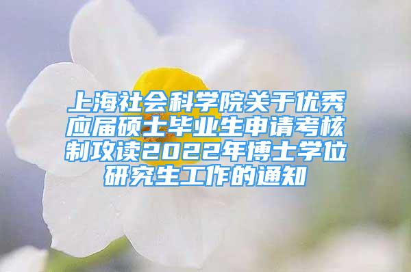 上海社會(huì)科學(xué)院關(guān)于優(yōu)秀應(yīng)屆碩士畢業(yè)生申請(qǐng)考核制攻讀2022年博士學(xué)位研究生工作的通知