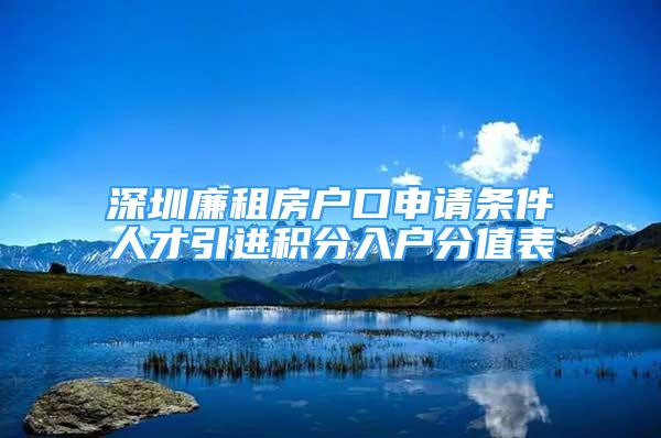 深圳廉租房戶口申請條件人才引進積分入戶分值表