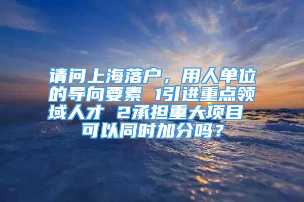 請問上海落戶，用人單位的導(dǎo)向要素 1引進(jìn)重點(diǎn)領(lǐng)域人才 2承擔(dān)重大項(xiàng)目 可以同時(shí)加分嗎？