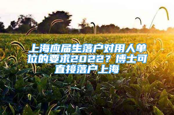 上海應屆生落戶對用人單位的要求2022？博士可直接落戶上海