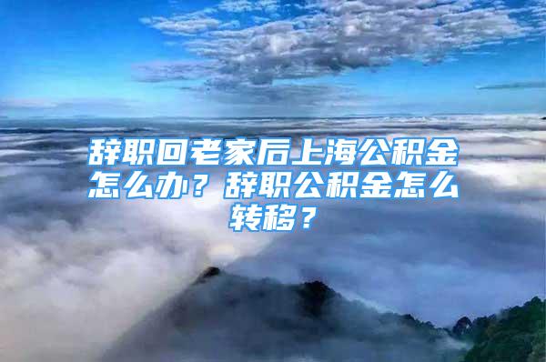 辭職回老家后上海公積金怎么辦？辭職公積金怎么轉(zhuǎn)移？