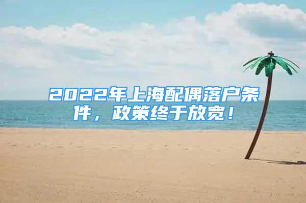 2022年上海配偶落戶條件，政策終于放寬！