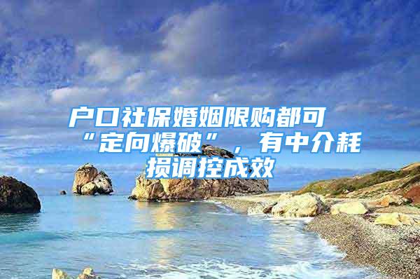 戶口社?；橐鱿拶彾伎伞岸ㄏ虮啤?，有中介耗損調(diào)控成效