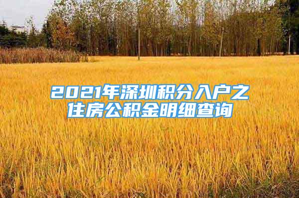 2021年深圳積分入戶之住房公積金明細(xì)查詢