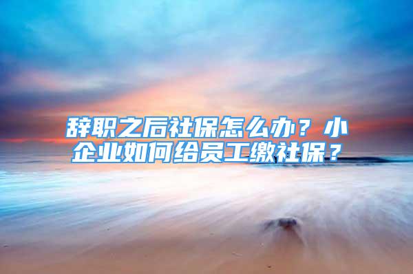 辭職之后社保怎么辦？小企業(yè)如何給員工繳社保？