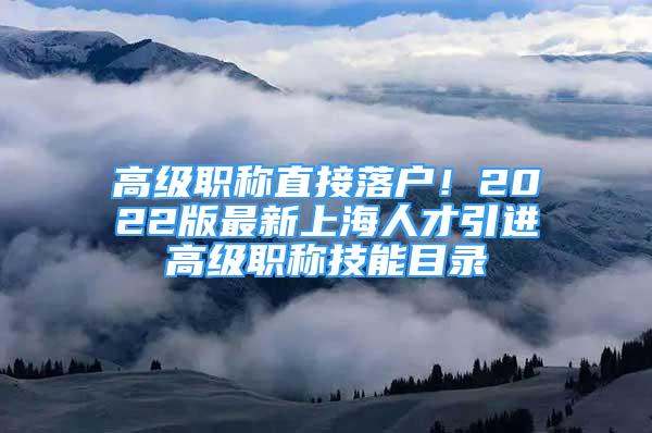 高級(jí)職稱直接落戶！2022版最新上海人才引進(jìn)高級(jí)職稱技能目錄