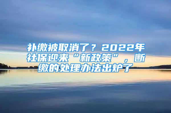 補繳被取消了？2022年社保迎來“新政策”，斷繳的處理辦法出爐了