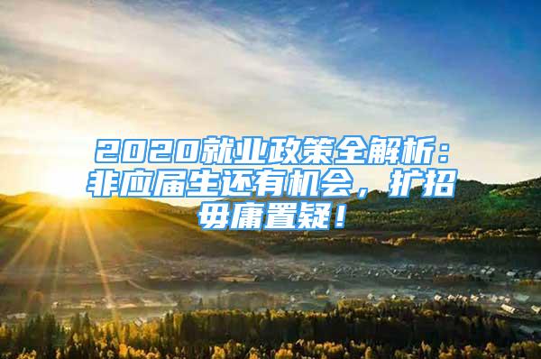 2020就業(yè)政策全解析：非應(yīng)屆生還有機(jī)會(huì)，擴(kuò)招毋庸置疑！