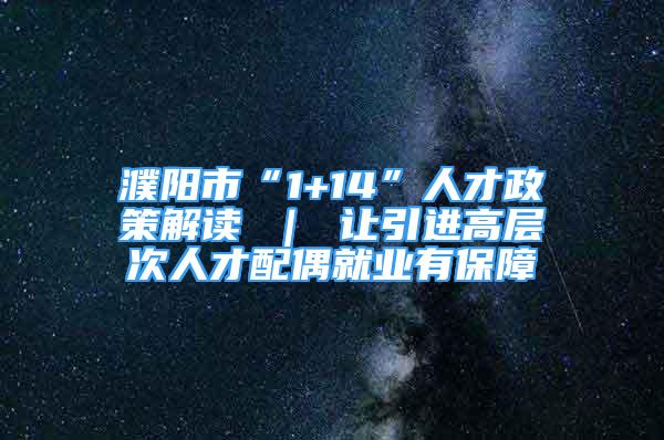 濮陽(yáng)市“1+14”人才政策解讀 ｜ 讓引進(jìn)高層次人才配偶就業(yè)有保障