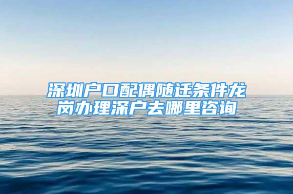 深圳戶口配偶隨遷條件龍崗辦理深戶去哪里咨詢