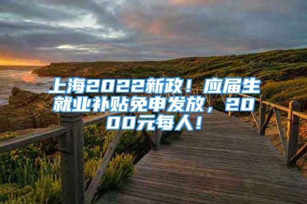 上海2022新政！應屆生就業(yè)補貼免申發(fā)放，2000元每人！