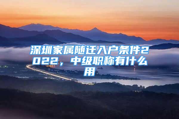 深圳家屬隨遷入戶條件2022，中級職稱有什么用