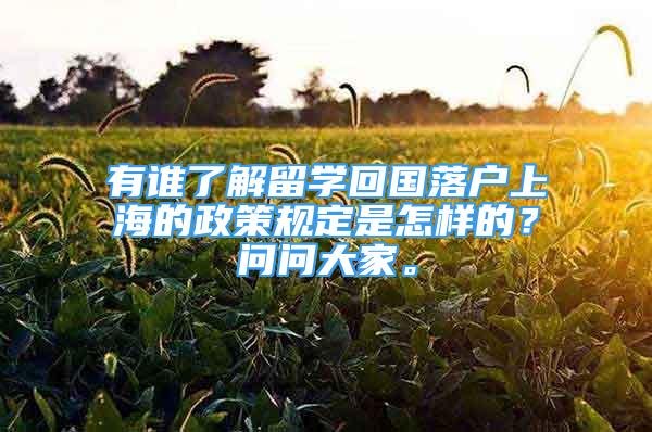 有誰了解留學(xué)回國落戶上海的政策規(guī)定是怎樣的？問問大家。