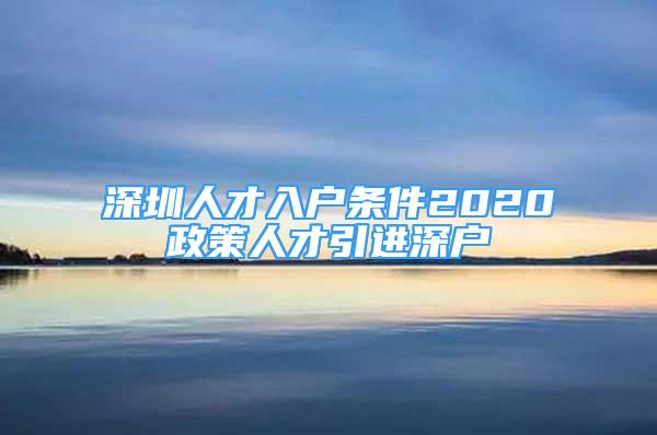 深圳人才入戶條件2020政策人才引進(jìn)深戶