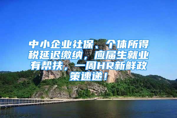 中小企業(yè)社保、個體所得稅延遲繳納，應(yīng)屆生就業(yè)有幫扶，一周HR新鮮政策速遞！