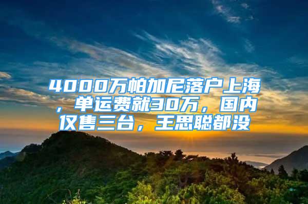 4000萬帕加尼落戶上海，單運(yùn)費(fèi)就30萬，國內(nèi)僅售三臺，王思聰都沒