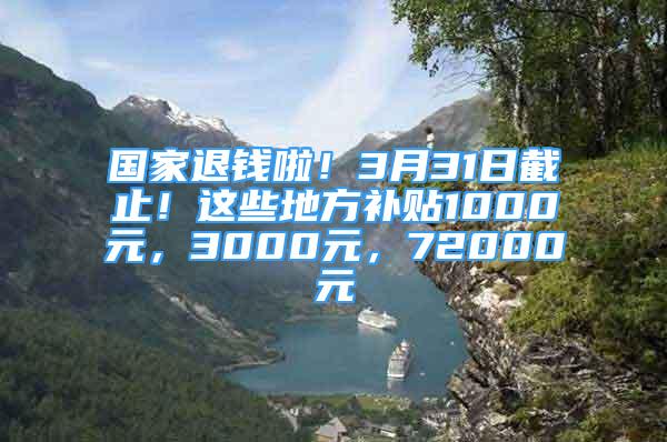 國家退錢啦！3月31日截止！這些地方補貼1000元，3000元，72000元