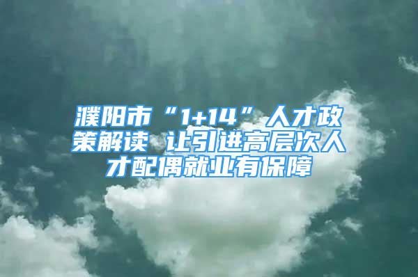 濮陽市“1+14”人才政策解讀 讓引進高層次人才配偶就業(yè)有保障