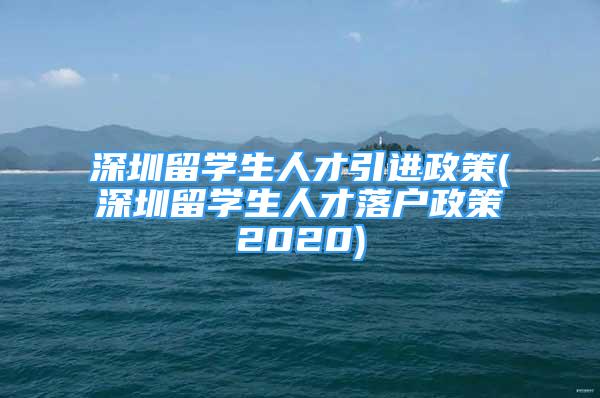 深圳留學生人才引進政策(深圳留學生人才落戶政策2020)