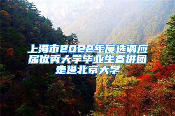 上海市2022年度選調(diào)應(yīng)屆優(yōu)秀大學(xué)畢業(yè)生宣講團(tuán)走進(jìn)北京大學(xué)