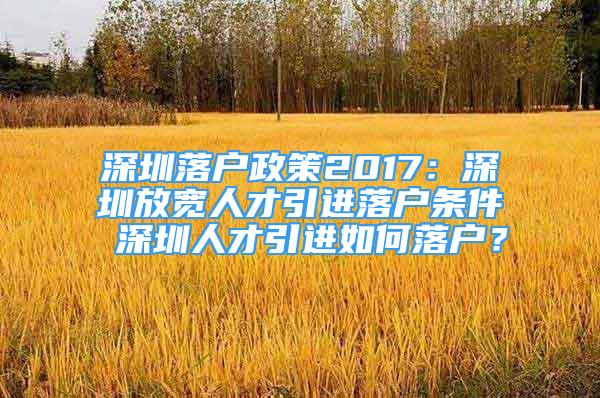 深圳落戶政策2017：深圳放寬人才引進落戶條件 深圳人才引進如何落戶？