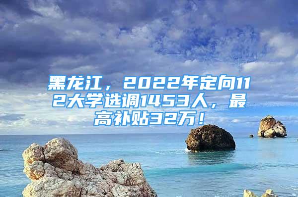 黑龍江，2022年定向112大學(xué)選調(diào)1453人，最高補(bǔ)貼32萬(wàn)！