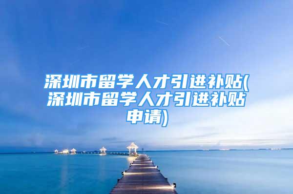 深圳市留學人才引進補貼(深圳市留學人才引進補貼申請)