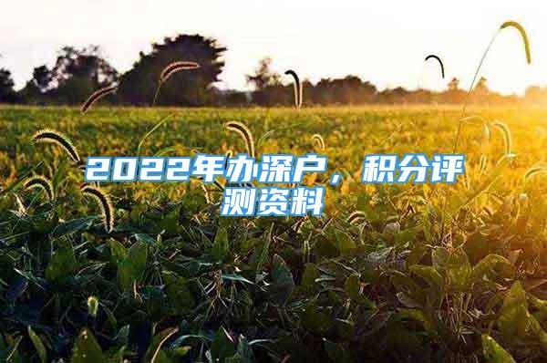 2022年辦深戶，積分評測資料